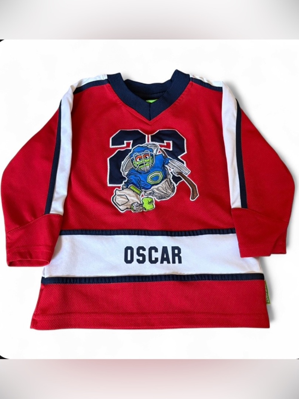 4T Sesame Street Oscar the Grouch Kids Hockey Jersey Red Number 23 Shirt